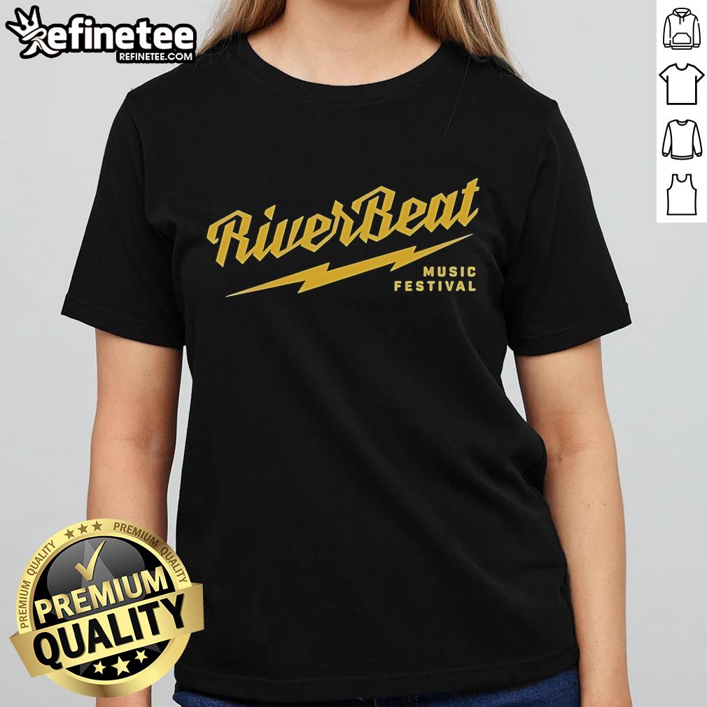 Ladies' tee featuring a lightning bolt design from the Nice Riverbeat Music Festival, perfect for music lovers.