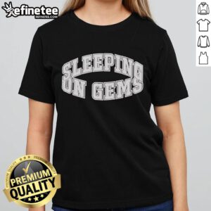 Nice Sleeping on Gems logo featured on a stylish ladies tee, perfect for casual wear and gemstone enthusiasts.