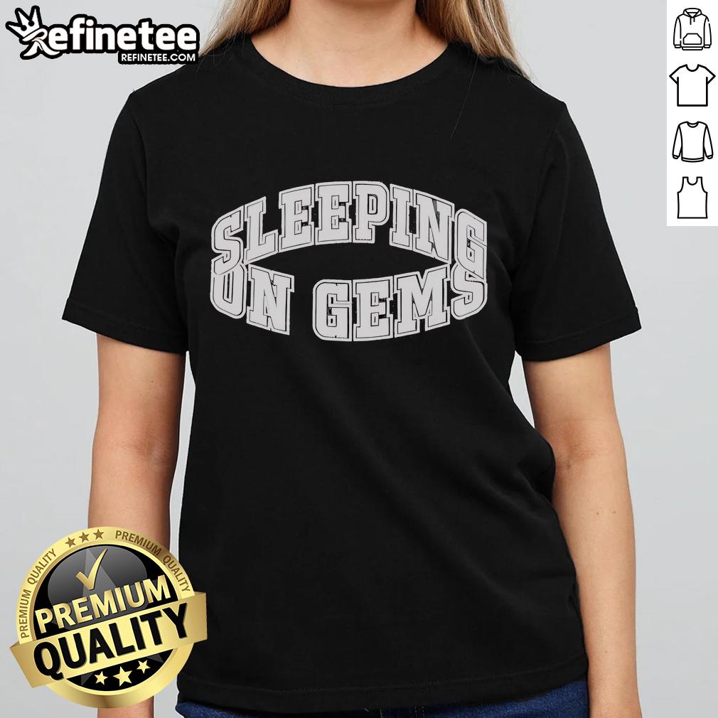 Nice Sleeping on Gems logo featured on a stylish ladies tee, perfect for casual wear and gemstone enthusiasts.