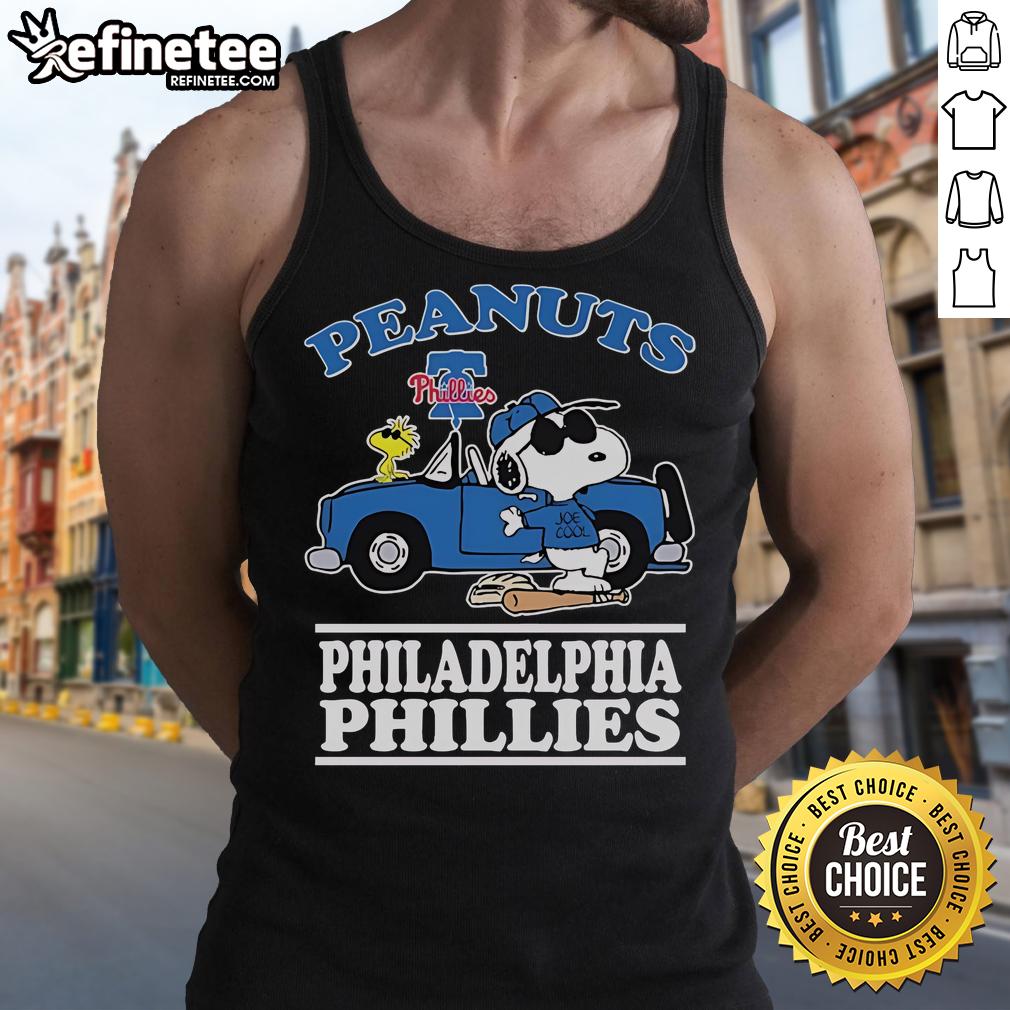 Nice Snoopy and Woodstock tank top featuring Joe Cool design for Philadelphia Phillies fans Peanuts merchandise.