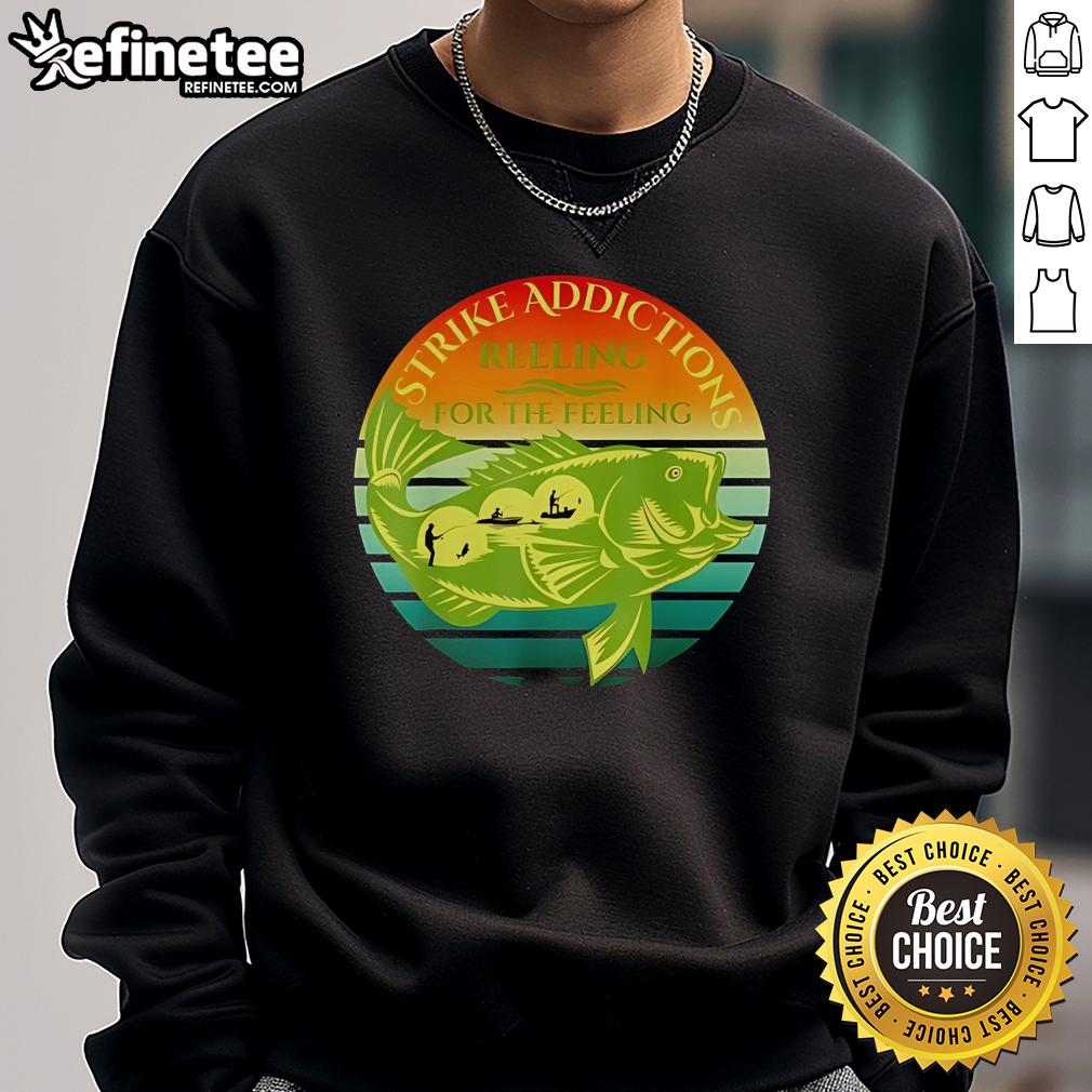 Alt Text: Cozy Nice Strike Addictions sweatshirt featuring Reeling for the Feeling design, perfect for casual wear.