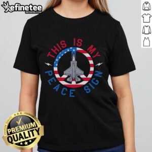 Alt Text: Ladies tee featuring a stylish peace sign design, perfect for casual wear and expressing love and positivity.