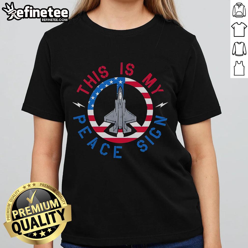 Alt Text: Ladies tee featuring a stylish peace sign design, perfect for casual wear and expressing love and positivity.