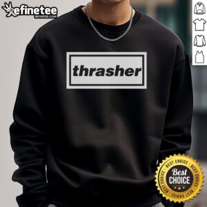 Stylish Nice Thrasher sweatshirt in black with bold logo, perfect for streetwear enthusiasts and skateboard lovers.