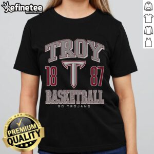 Nice Troy Trojans Basketball Ladies Tee showcasing team spirit with vibrant colors and stylish design for female fans.