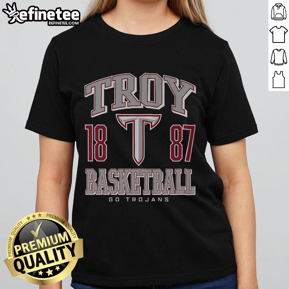 Nice Troy Trojans Basketball Ladies Tee showcasing team spirit with vibrant colors and stylish design for female fans.