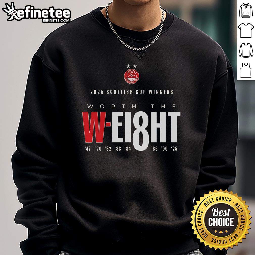 Official Aberdeen F.C. 2025 Scotland Cup Winners Sweatshirt featuring team logo and celebratory design.