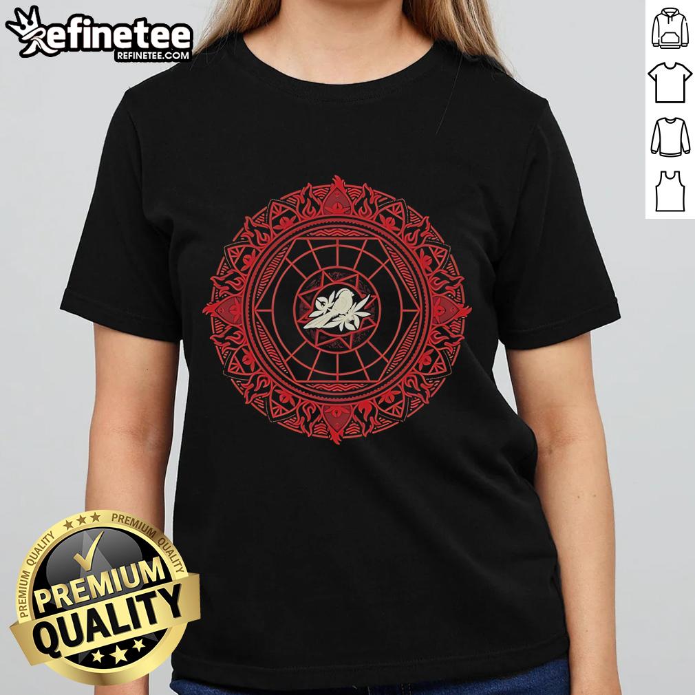 Alt Text: Official Bayside Mandala Ladies Tee featuring a vibrant mandala design on a stylish women's t-shirt.