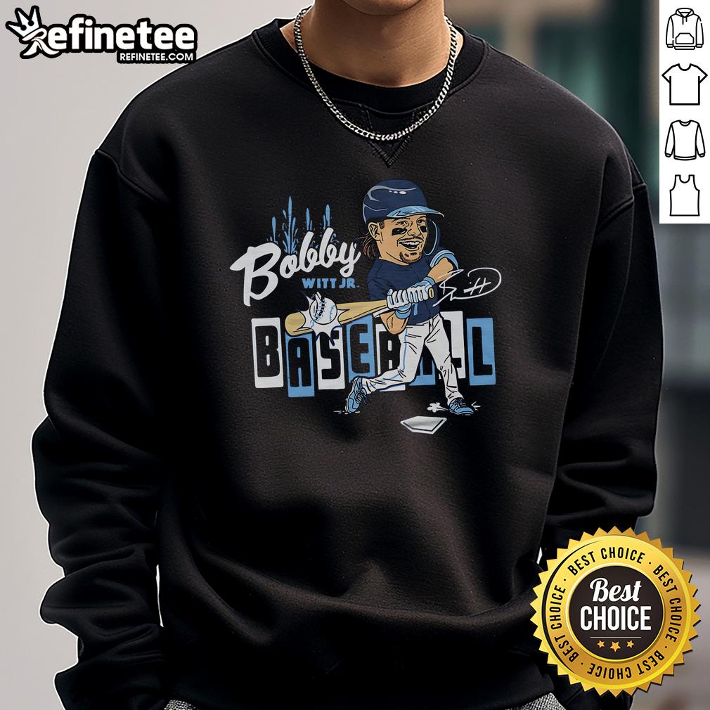 Official Bobby Baseball Caricature Sweatshirt featuring a fun, colorful design of Bobby in a baseball uniform.