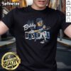 Alt Text: Official Bobby Baseball Caricature T-Shirt featuring a colorful cartoon design of a baseball player for fans.