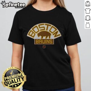 Alt Text: Official Boston Bruins 1924 retro logo ladies tee featuring vintage design and team colors for stylish fans.