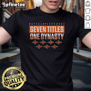 Buffalo Bandits Lacrosse T-shirt showcasing seven titles, celebrating the team's dynasty and rich history in lacrosse.
