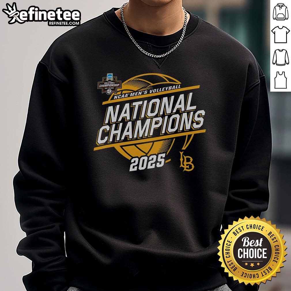 Cal State Long Beach 2025 NCAA Men's Volleyball National Champions sweatshirt celebrating beach sports victory.