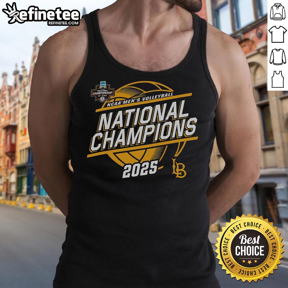 Official Cal State Long Beach Beach Champion 2025 NCAA Men's Volleyball National Champions tank top design.