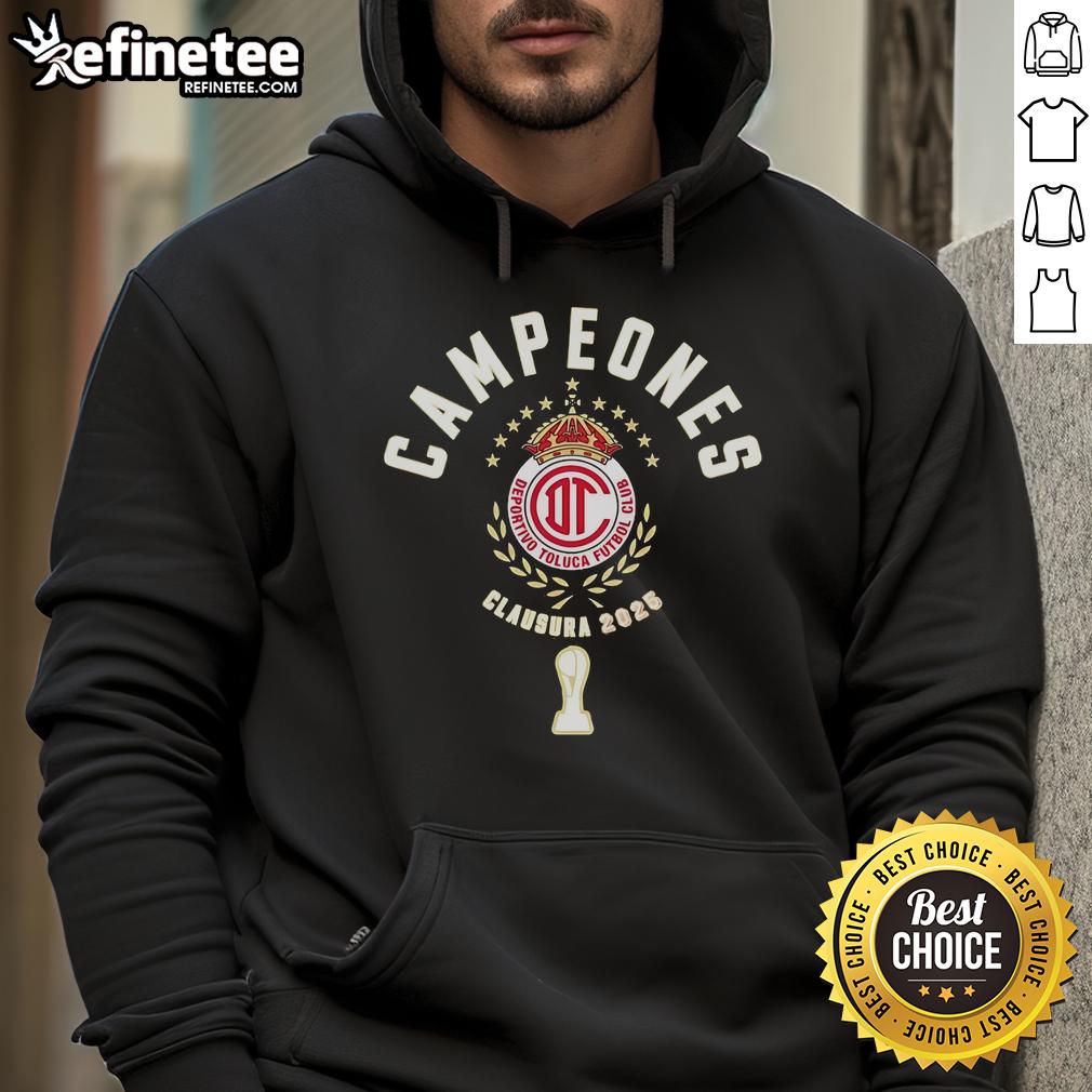Official Deportivo Toluca FC Campeones Clausura 2025 Hoodie showcasing team colors and logo for loyal fans.