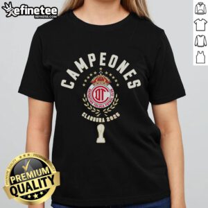 Official Deportivo Toluca FC Campeones Clausura 2025 ladies tee, featuring vibrant team colors and logo design.