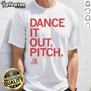 Official Des Moines Menace Dance It Out Pitch T-Shirt featuring vibrant design and team logo for fans and players.