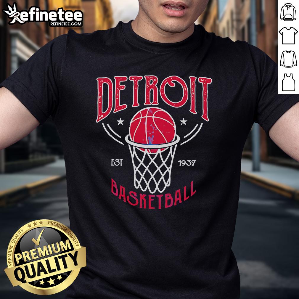 Official Detroit Basketball Vintage Est 1937 T-Shirt featuring classic logo and retro design for fans and collectors.