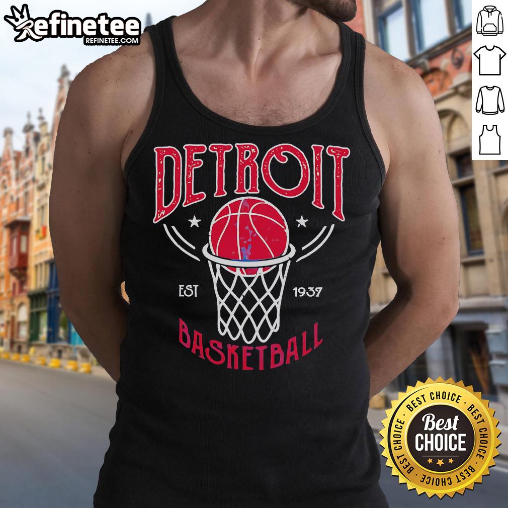 Official Detroit Basketball Vintage Est 1937 Tank Top showcasing a classic design for fans and sports enthusiasts.