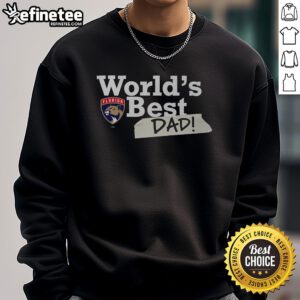 Official Florida Panthers World's Best Dad Sweatshirt in navy blue, perfect gift for hockey-loving dads.