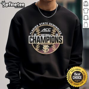 Official Florida State Seminoles 2025 ACC Softball Champions sweatshirt showcasing team pride and victory in vibrant colors.