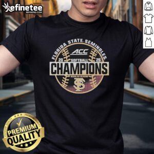 Official Florida State Seminoles 2025 ACC Softball Regular Season Champions T-Shirt featuring team colors and logo.