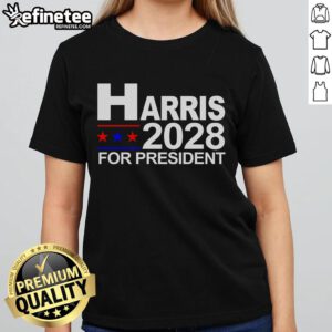 Official Harris For President 2028 Ladies Tee featuring a stylish design promoting Kamala Harris's campaign.