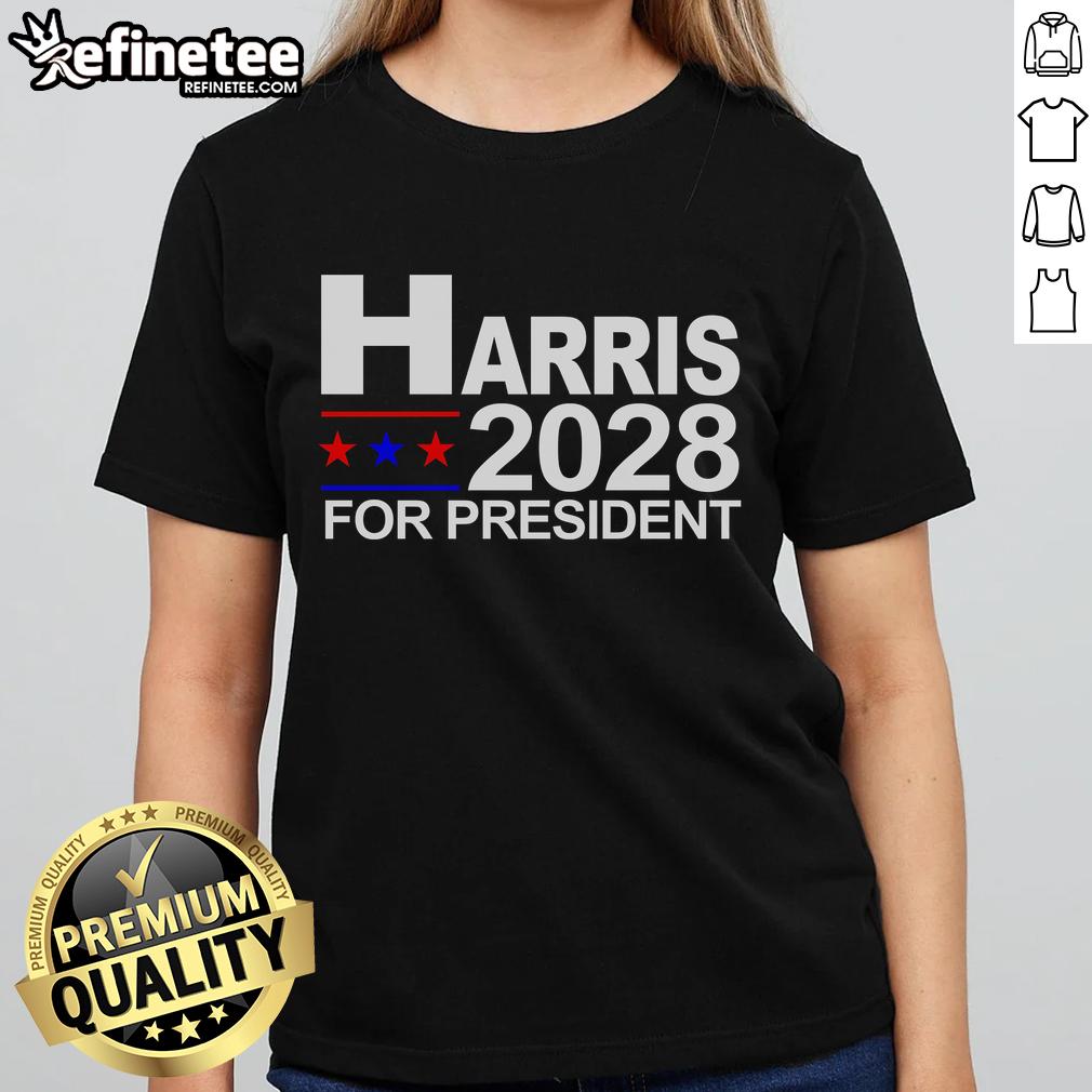 Official Harris For President 2028 Ladies Tee featuring a stylish design promoting Kamala Harris's campaign.