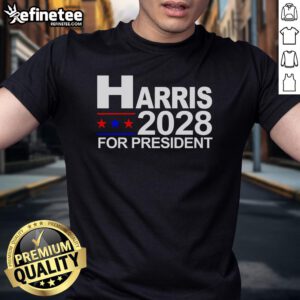 Official Harris For President 2028 T-Shirt featuring bold campaign graphics and vibrant colors for supporters.