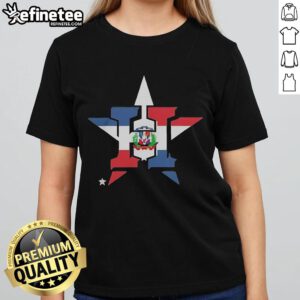 Official Houston Astros Dominican Republic Flag Logo Ladies Tee showcasing team pride in stylish women's apparel.