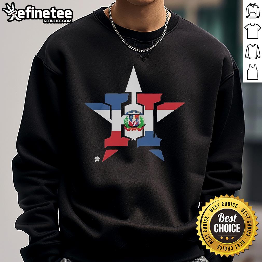 Official Houston Astros Dominican Republic Flag Logo sweatshirt featuring vibrant colors and team branding.