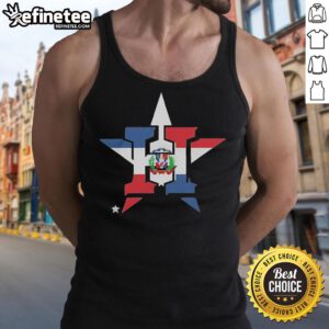 Alt Text: Official Houston Astros Dominican Republic Flag Logo Tank Top featuring vibrant colors and team branding for fans.