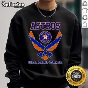 Official Houston Astros US Air Force logo sweatshirt featuring team colors and emblem for fans and military supporters.