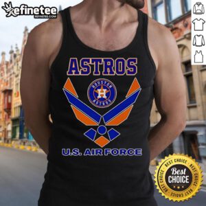 Official Houston Astros US Air Force logo tank top featuring bold graphics for fans and sports enthusiasts.