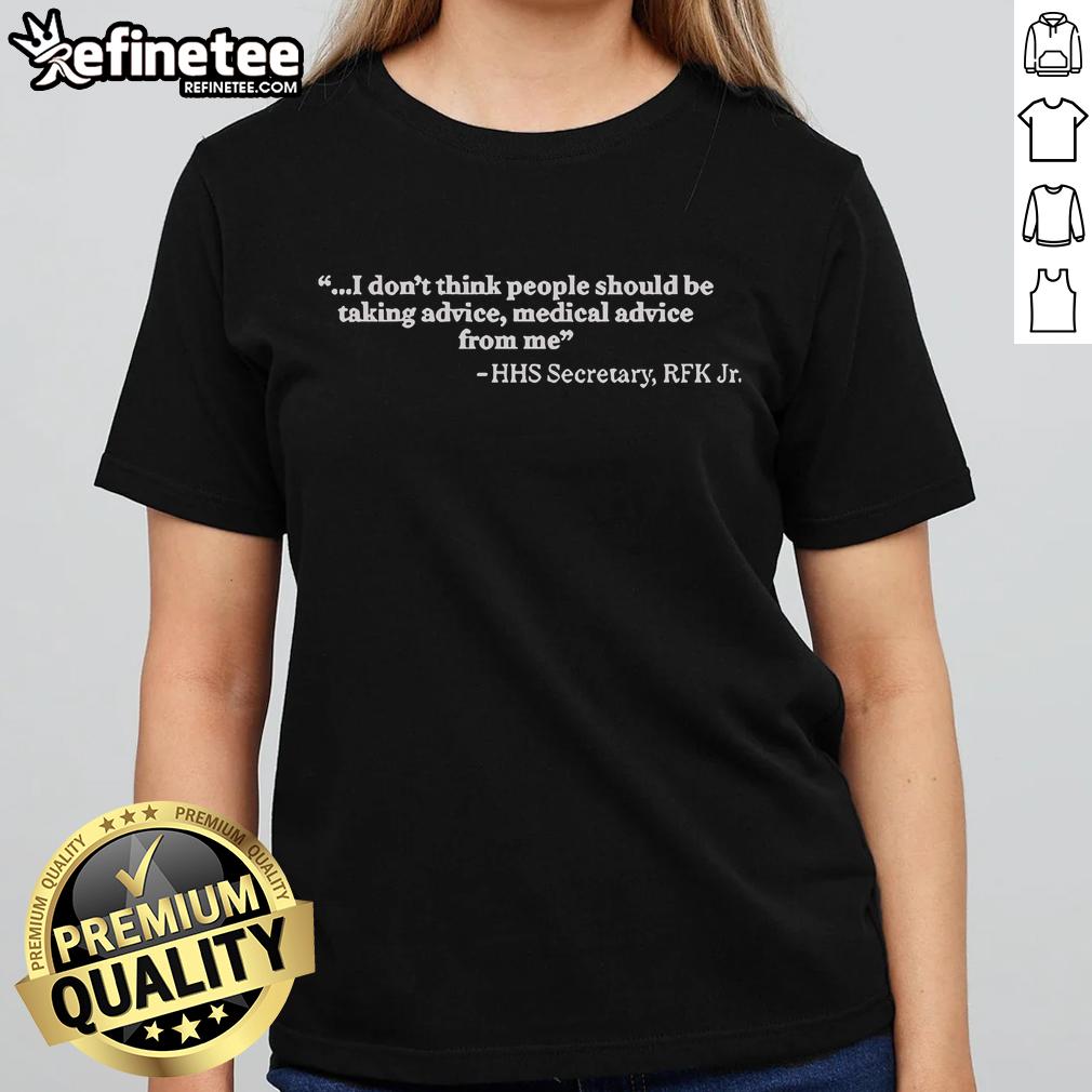 RFK Jr. in a ladies tee, discussing medical advice and public health concerns as HHS Secretary.