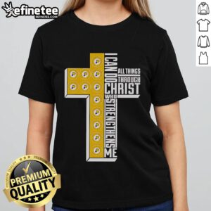 Official Indiana Pacers ladies tee featuring 'I Can Do All Things Through Christ' inspirational design.