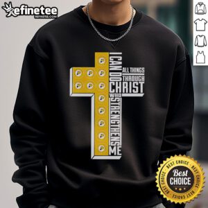 Alt Text: Official Indiana Pacers sweatshirt featuring I Can Do All Things Through Christ inspirational quote design.