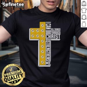 Official Indiana Pacers I Can Do All Things Through Christ T-Shirt featuring team logo and inspirational message.