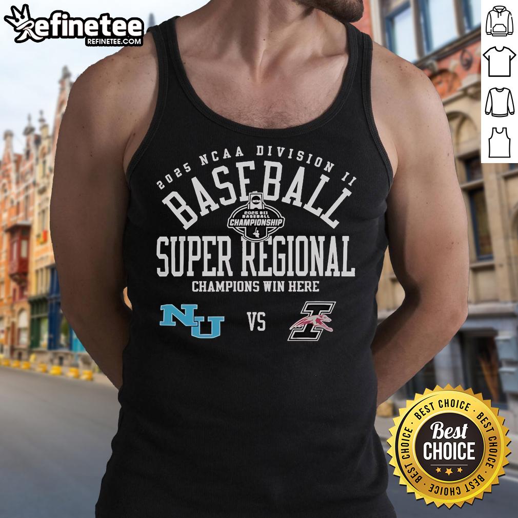 Official Indianapolis Greyhounds vs Northwood Timberwolves 2025 NCAA Division II Baseball Super Regional tank top design.