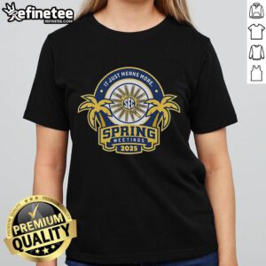 Official SEC Spring Meetings 2025 Ladies Tee featuring logo and stylish design for fans and participants.