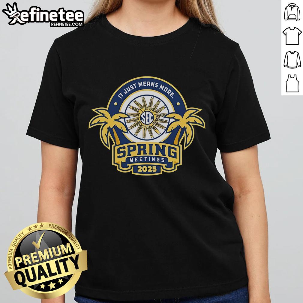 Official SEC Spring Meetings 2025 Ladies Tee featuring logo and stylish design for fans and participants.