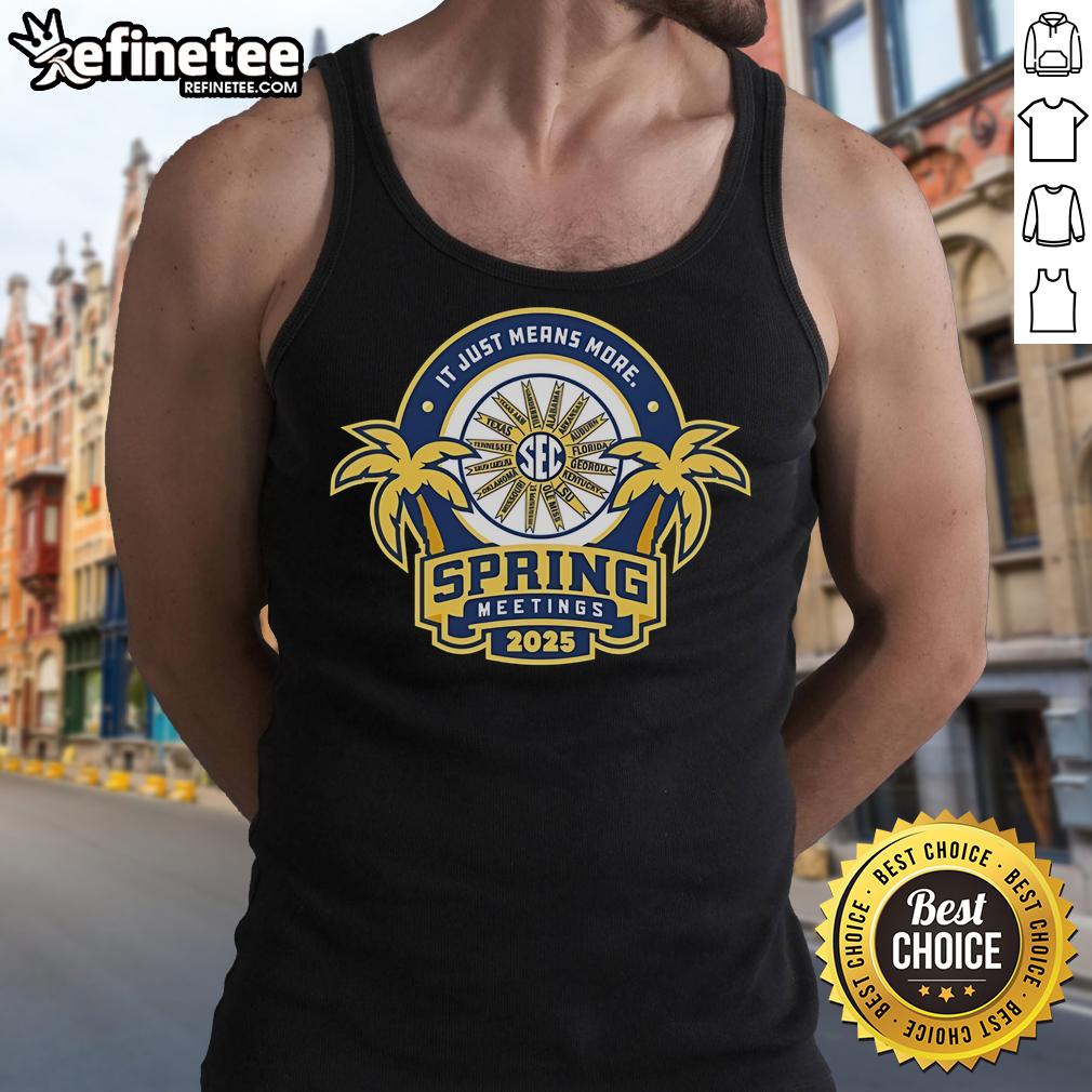 Official SEC Spring Meetings 2025 tank top featuring a stylish design, perfect for showcasing your support at events.