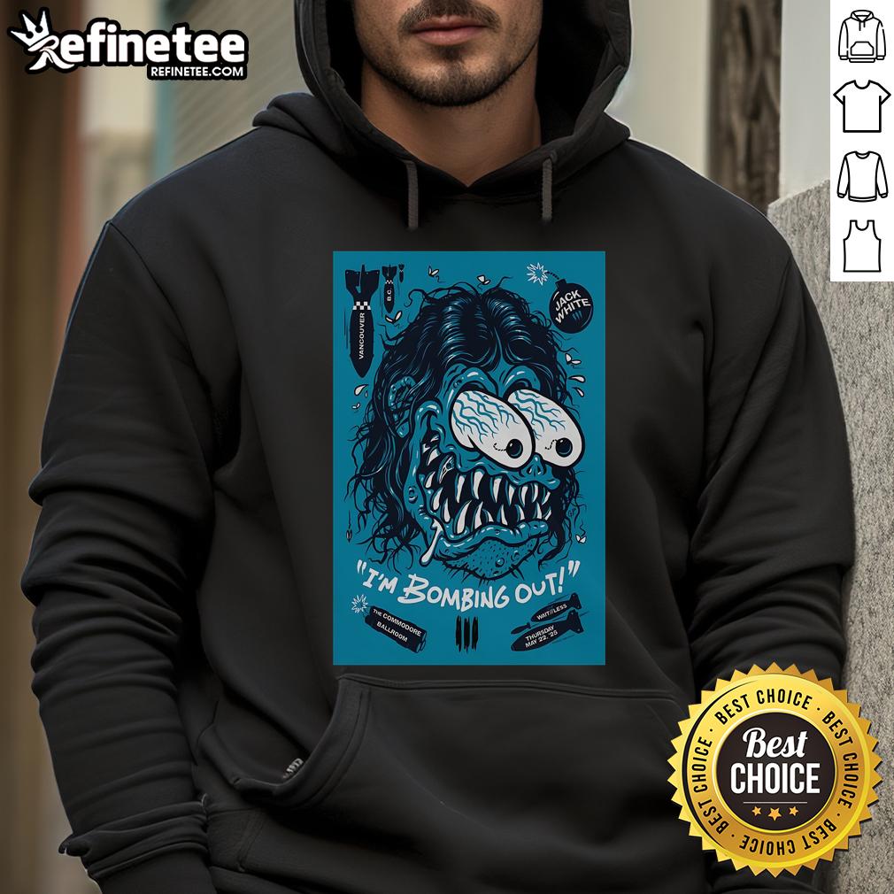 Alt Text: Official Jack White May 22, 2025, Commodore Ballroom poster hoodie featuring vibrant design and event details.