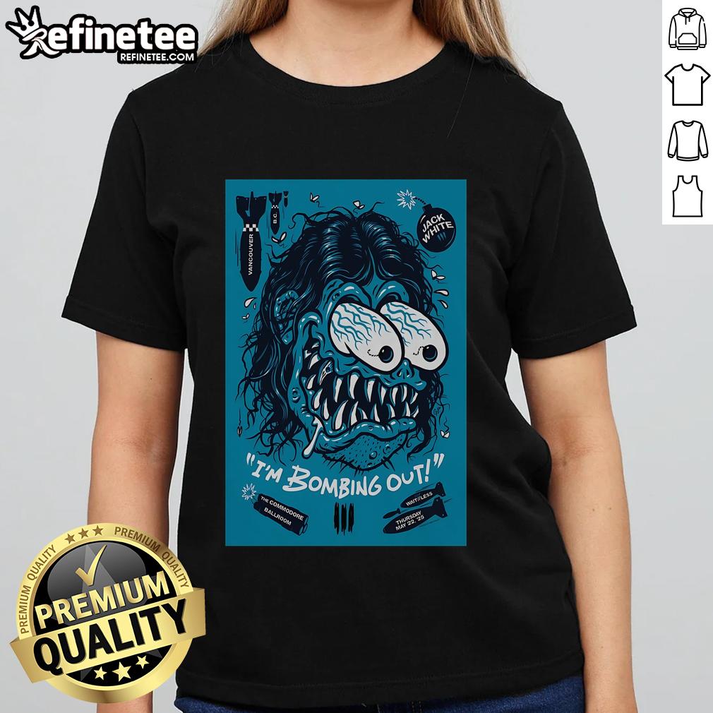 Official Jack White May 22, 2025 Commodore Ballroom poster design featured on a stylish ladies tee shirt.