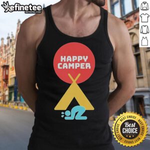 Official Jim Gaffigan Happy Camper 2025 tank top design featuring vibrant colors and comedic graphics.