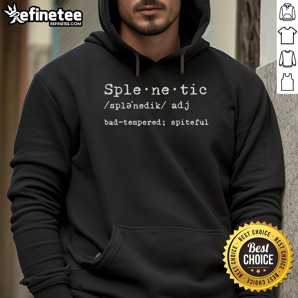 Official Justmer Splenetic Bad Tempered Spiteful Hoodie in black, featuring bold graphics and a stylish design.