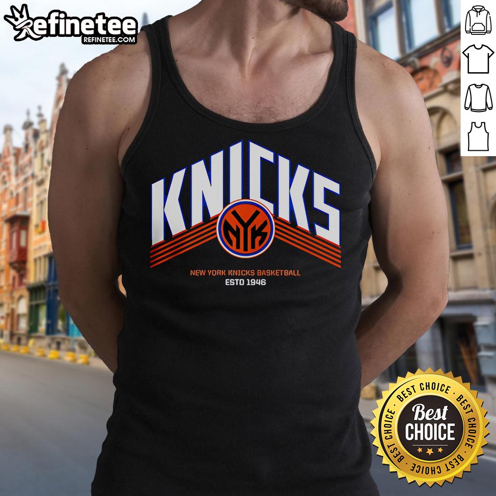 Vintage New York Knicks basketball tank top, ESTD 1946, showcasing the official NYK logo and classic sports style.