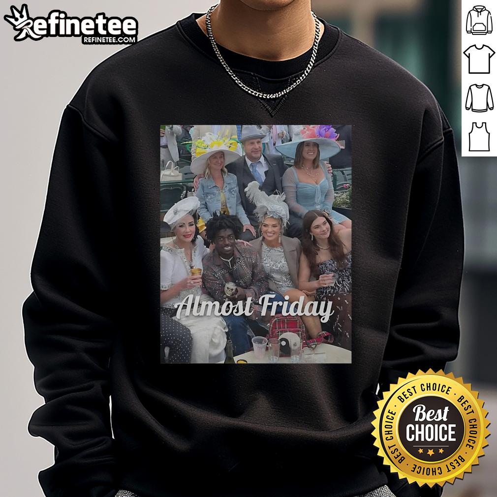 Alt Text: Official Kodak Derby Almost Friday Sweatshirt in black, featuring a stylish design perfect for casual wear.