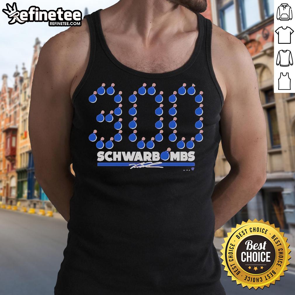 Official Kyle Schwarber 300 Schwarbombs tank top featuring bold graphics and a stylish design for fans.