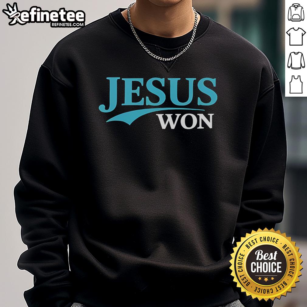 Official Kyle Stowers Jesus Won Sweatshirt featuring bold graphic design, perfect for fans of Kyle Stowers and inspirational apparel.